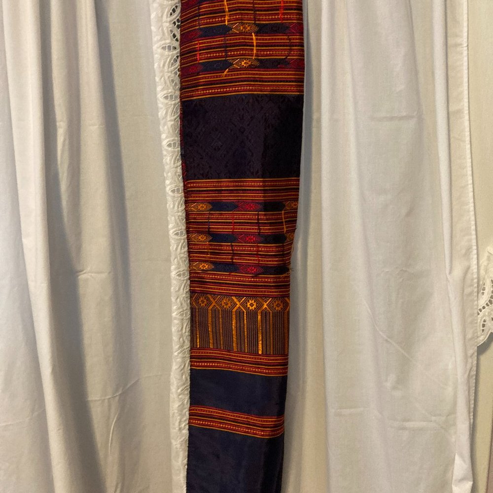 283 Tribal Blue / Orange Scarf - Picture 2 of 3